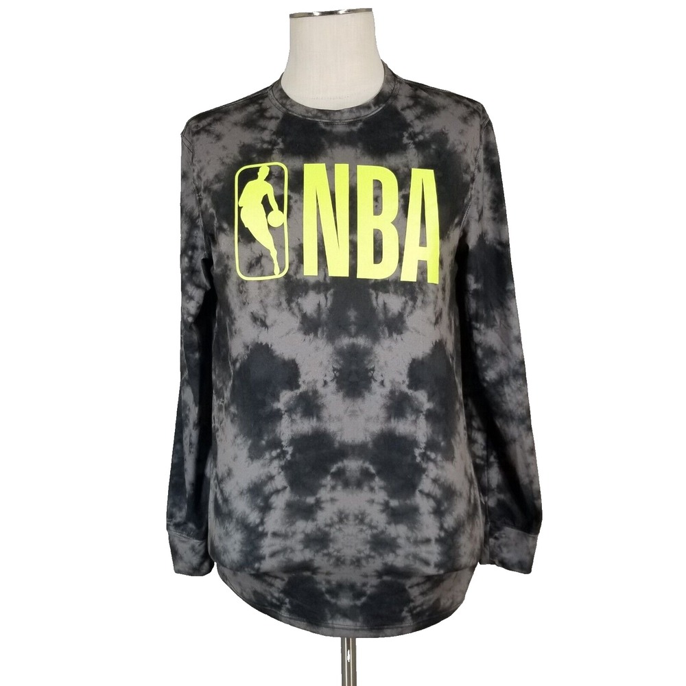 NBA Shirt Men Small Black Tie-Dye Long Sleeve Dri-Fit Basketball Sports Pullover